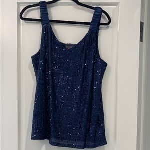 Vince Camuto Navy Sequin Tank Top